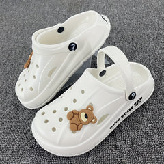 Women's Teddy Bear Platform Clogs Hollow Out Non Slip Slide Shoes