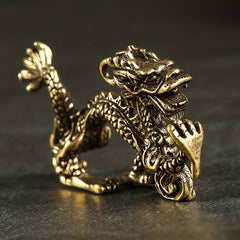 Chinese Dragon Brass Keychain Pendant DIY Copperware Decoration