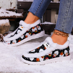 Women's Santa Claus Skate Shoes Plush Comfort Warm Flats
