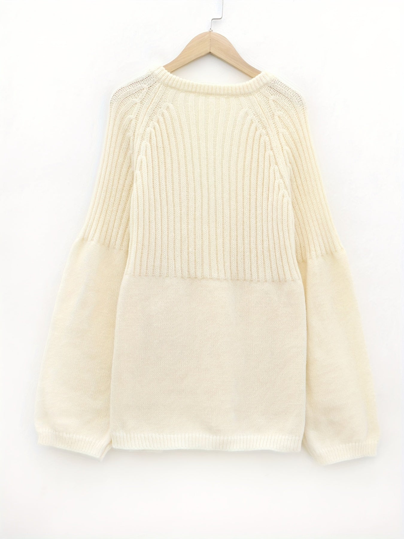 Women's Plus Size V-Neck Casual Sweater Knitted Long Sleeve Pullover Jumper