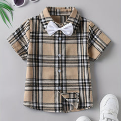 Boys Plaid Shirt & Bow Tie Set for Summer