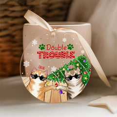 Acrylic Sunglasses Cat Christmas Style Decoration Pendant