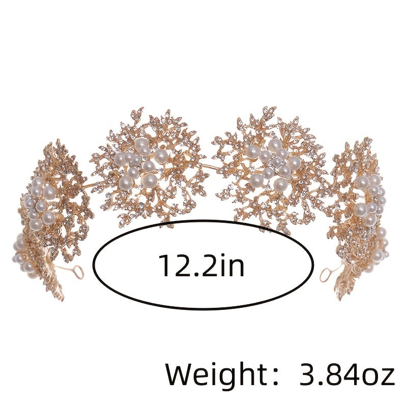 Golden Pearl Flowers Queen's Headwear Bridal Accessories