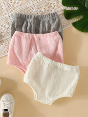 3pcs Cozy Baby Shorts Autumn Winter Elastic Waist Casual Shorts