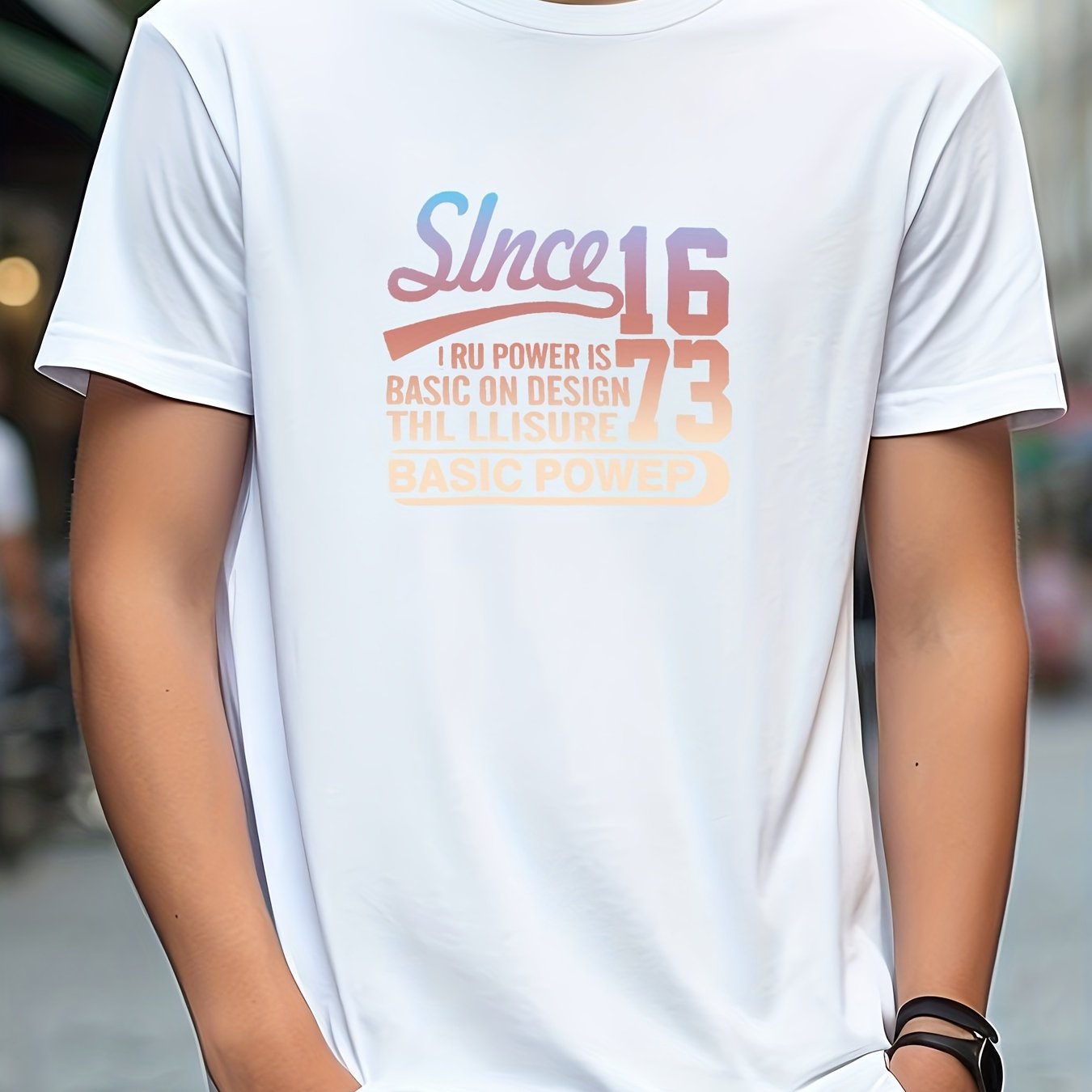 Retro Letter Print Men's Graphic T-Shirt for Summer