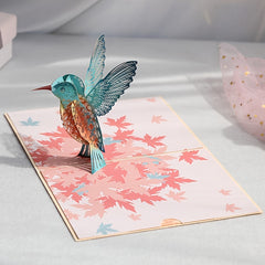 3D Birthday Greeting Card Maple Leaf Bird Paper Carving Creative Gift