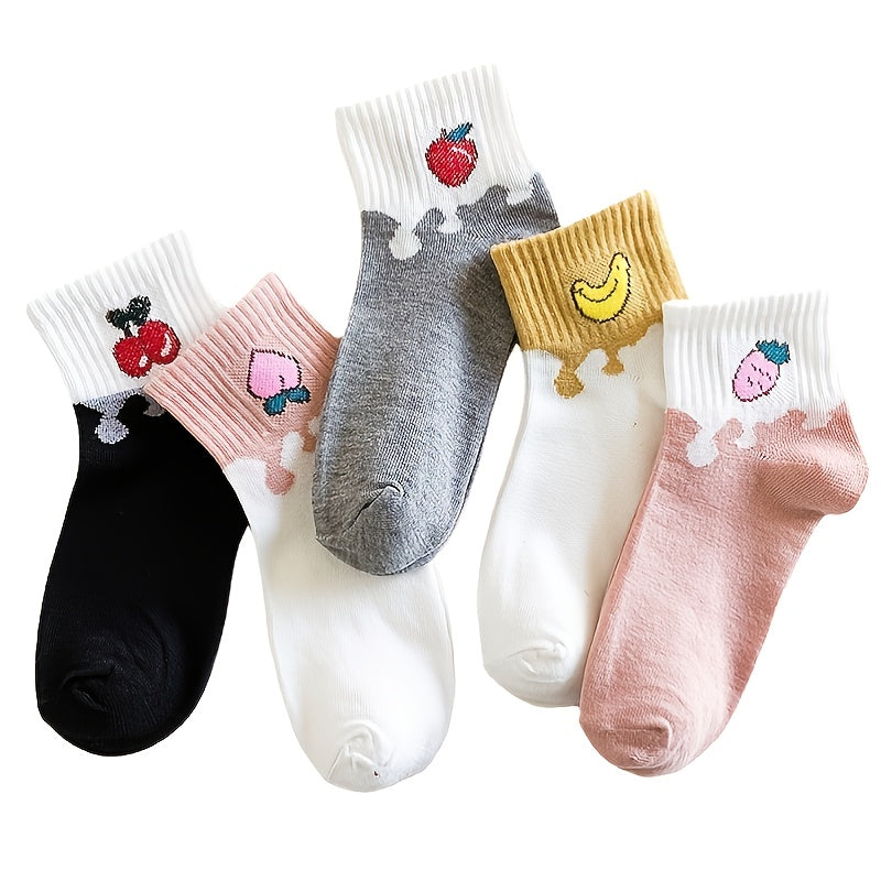 Cartoon Fruit Socks College Style Women's Stockings