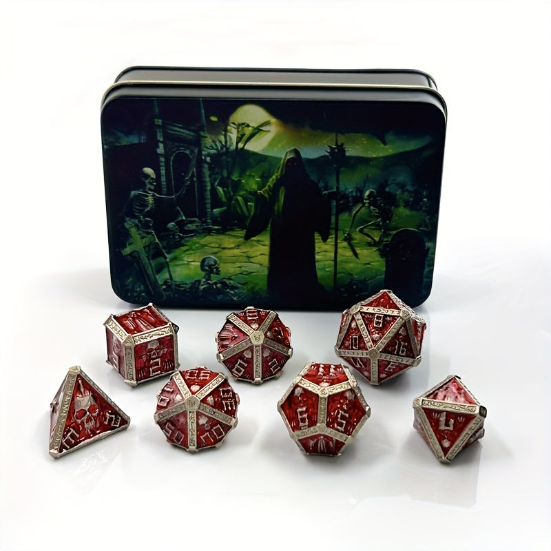 7pcs Wizard Metal Solid Dice sided Dice Outdoor Board Game Entertainment
