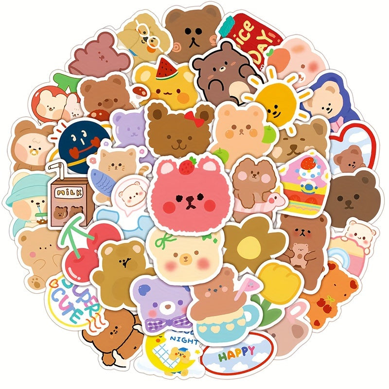 50pcs Bear Series Graffiti Stickers for Phones Laptops Scrap - Fun Animal Decals
