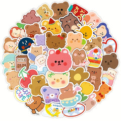 50pcs Bear Series Graffiti Stickers for Phones Laptops Scrap - Fun Animal Decals
