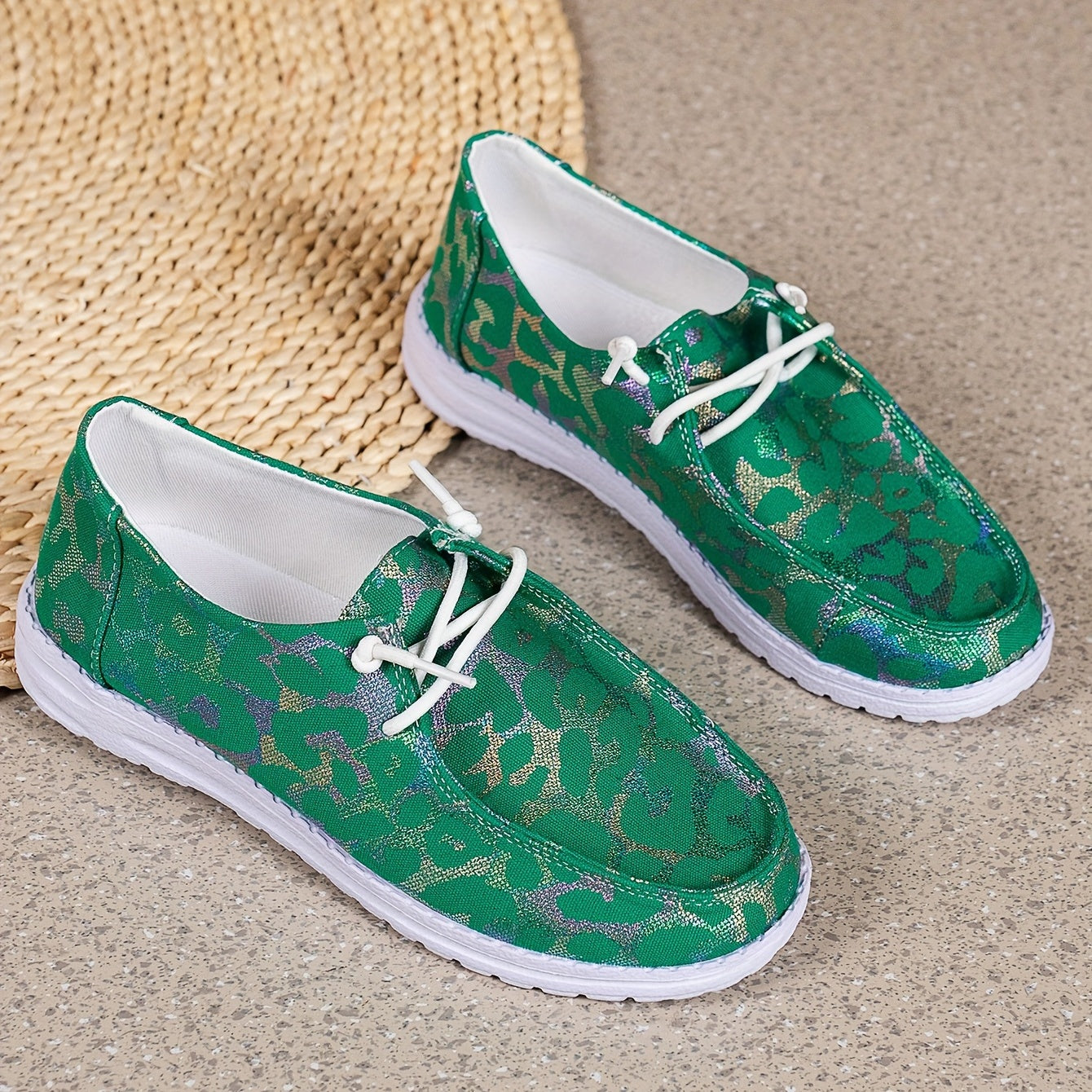 Women's Canvas Lace Up Low Top Sneakers Flat Walking Shoes