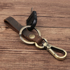 Retro Leather Antique Bronze Car Keychain For Men