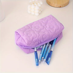 Flower Pattern Pencil Case Cosmetic Storage Bag Multifunctional Bag