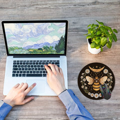 Bee Mouse Pad Round Non Slip Rubber Mousepad Laptop Office Computer Decor