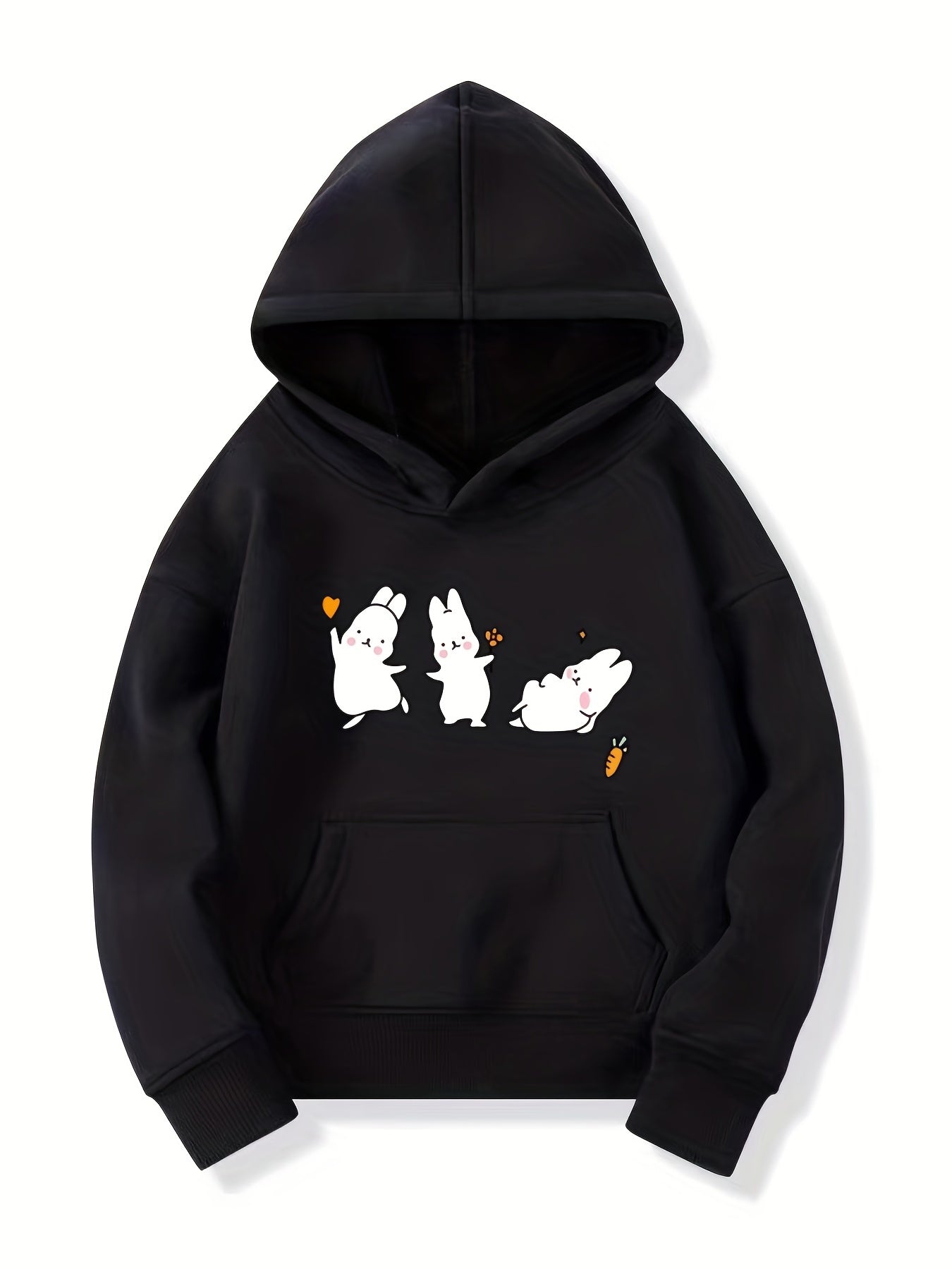 Girls Baby Rabbits Print Hooded Sweatshirt Top
