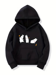 Girls Baby Rabbits Print Hooded Sweatshirt Top