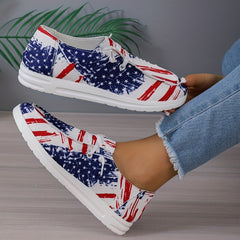 Women's Stars Pattern Flat Loafers Lace Up Lightweight Shoes