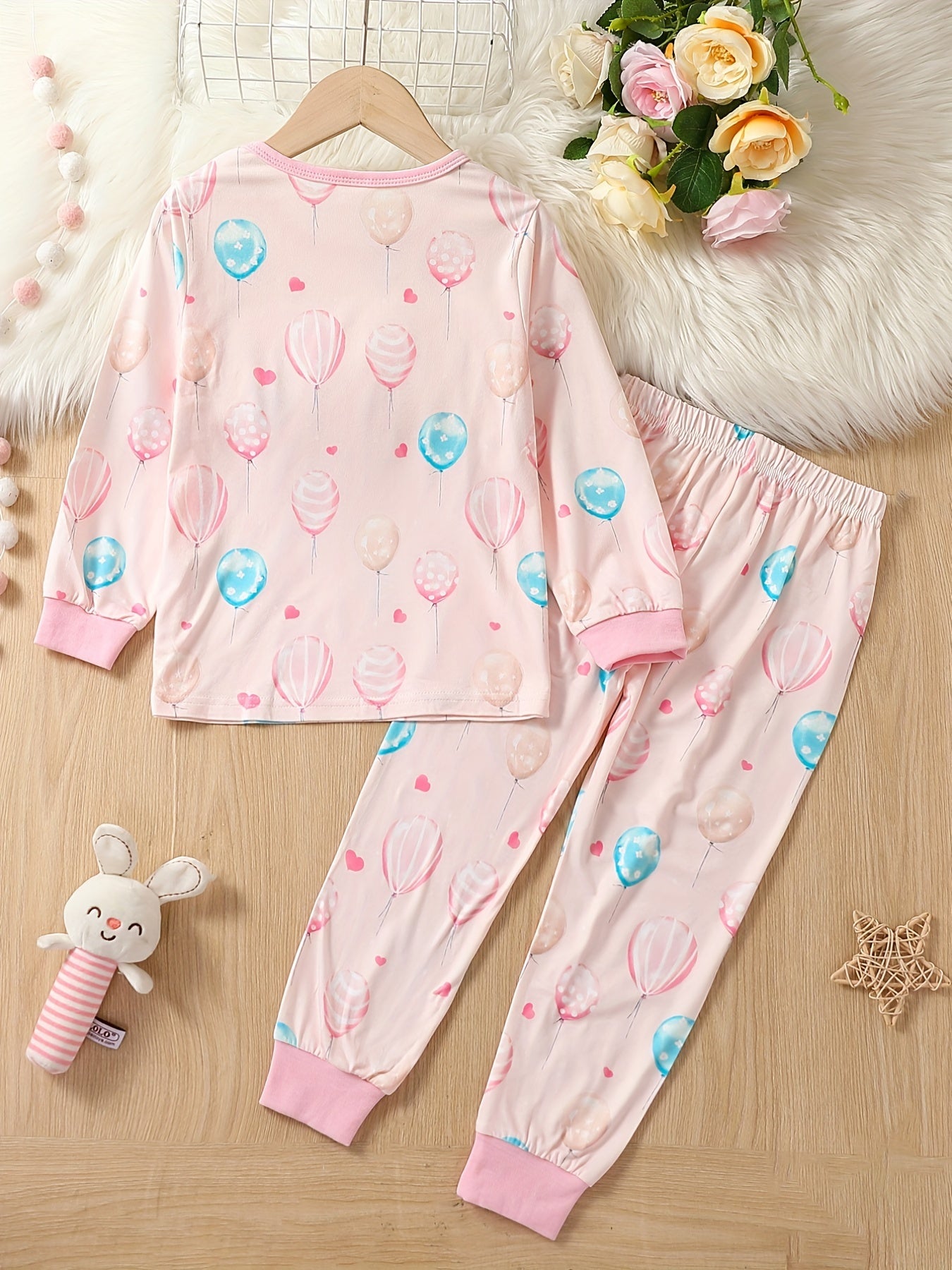 2pc Toddler Girls Balloon Graphic Pajama Set