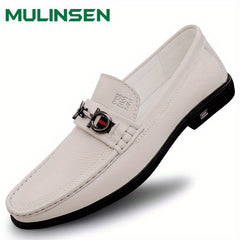 Men's No Tie Slip On Leather Shoes Casual Outdoor Walking Shoes