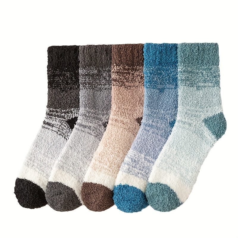 5 Pairs Ombre Crew Socks Warm Fuzzy Women's Stockings