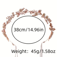 Faux Pearl Flower Hairband Tiara Rhinestone Bridal Headpiece