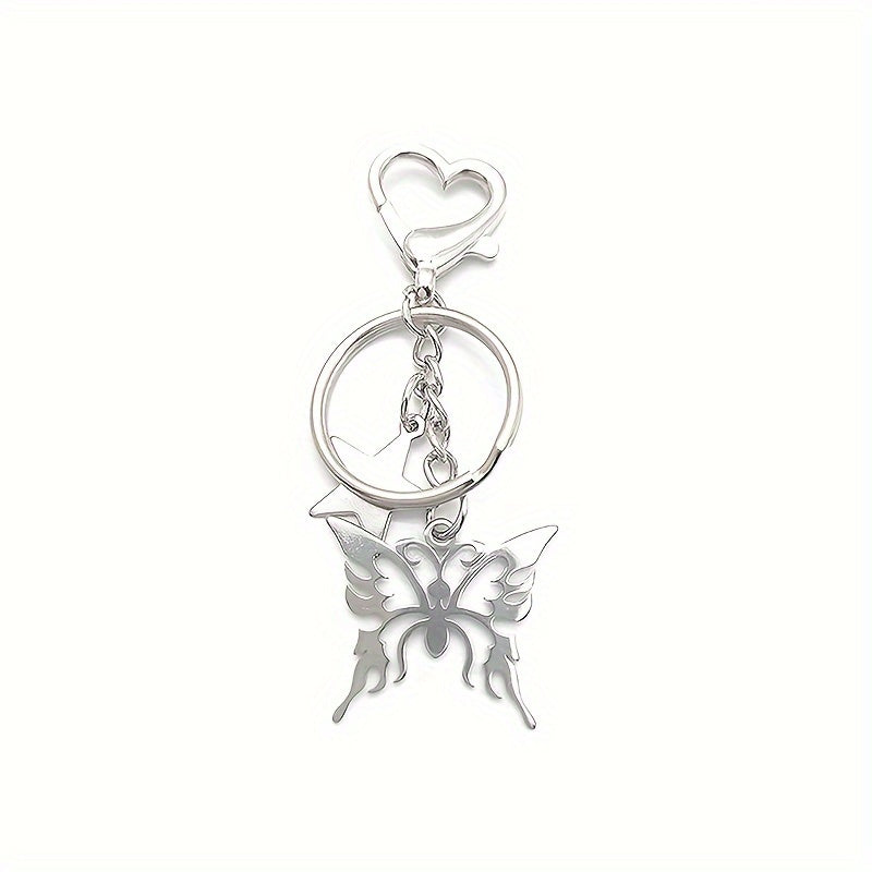 Y2K Hollow Out Butterfly Star Keychain Keyring Bag Purse Car Key Pendant