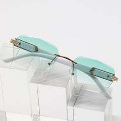 Vintage Rimless Sunglasses Women Unisex Rectangle Frameless Candy Glasses