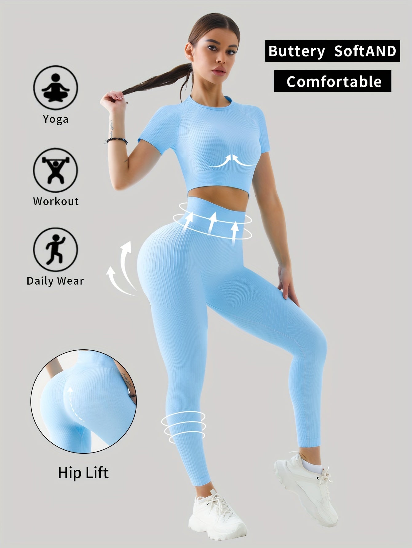 Yoga Crop Top & High Waist Leggings Set for Women