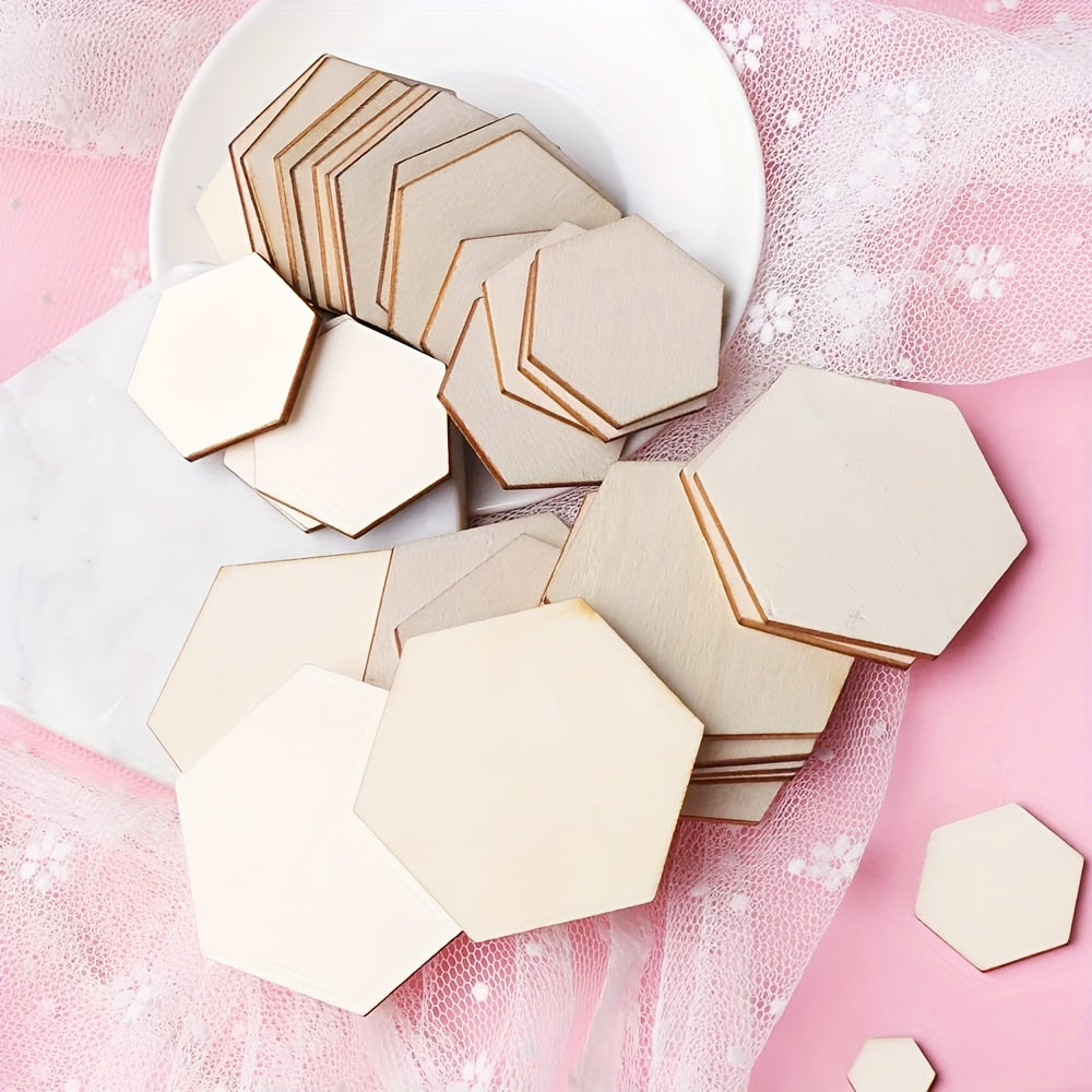 Hexagonal DIY Wood Chips Hexagon Blank Wood Chips Embellishments