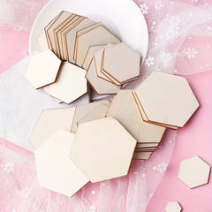 Hexagonal DIY Wood Chips Hexagon Blank Wood Chips Embellishments