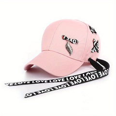Kpop Ribbon Ring Baseball Cap Unisex Cotton Sunshade Dad Hats LOVE Hip Hop