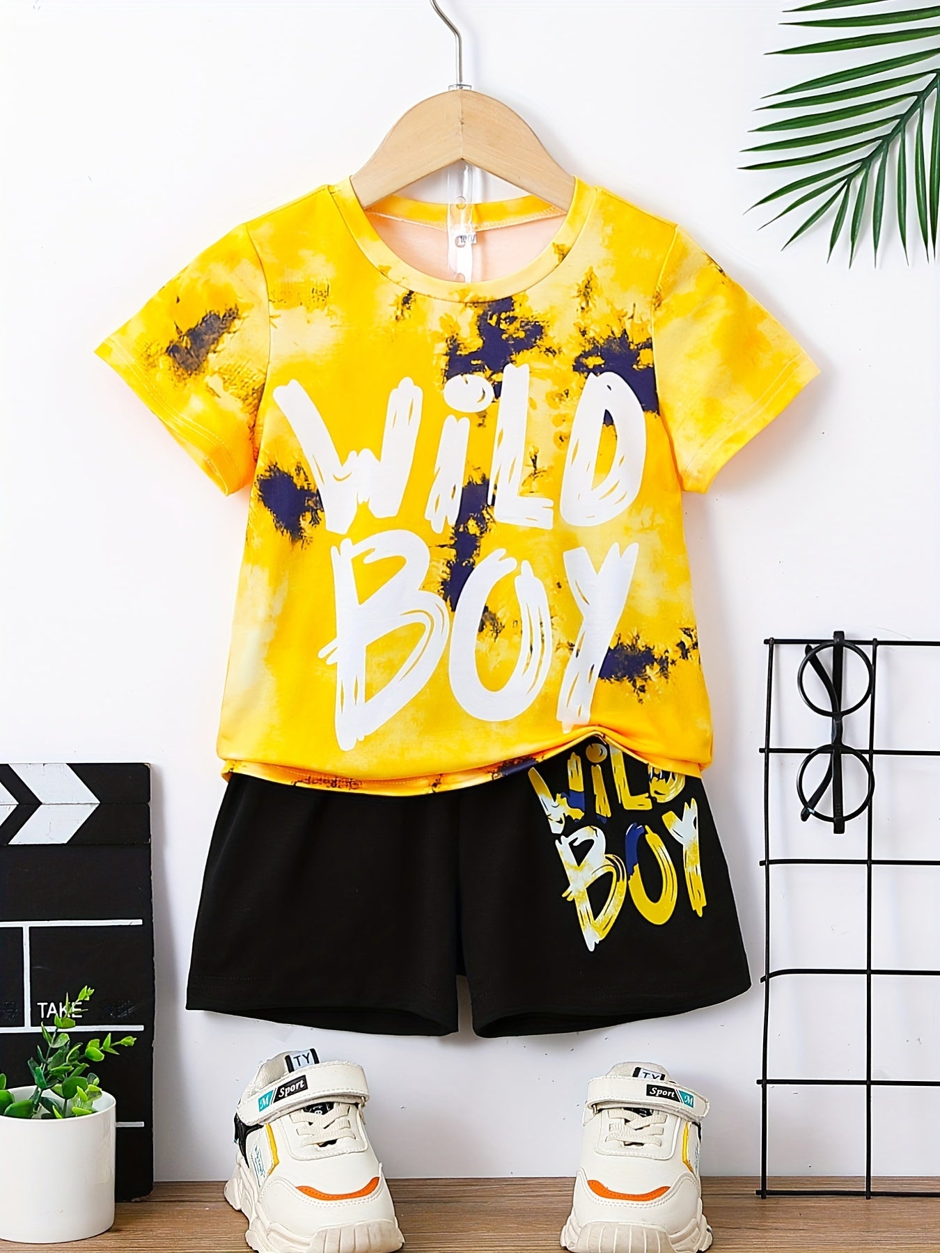Boys Tie Dye Casual Outfit Round Neck T shirt & Shorts Kids Summer Clothes Sets
