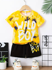 Boys Tie Dye Casual Outfit Round Neck T shirt & Shorts Kids Summer Clothes Sets