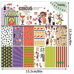 12pcs Retro Polka Dot Circus DIY Scrapbook Paper 15x24cm Non Adhesive