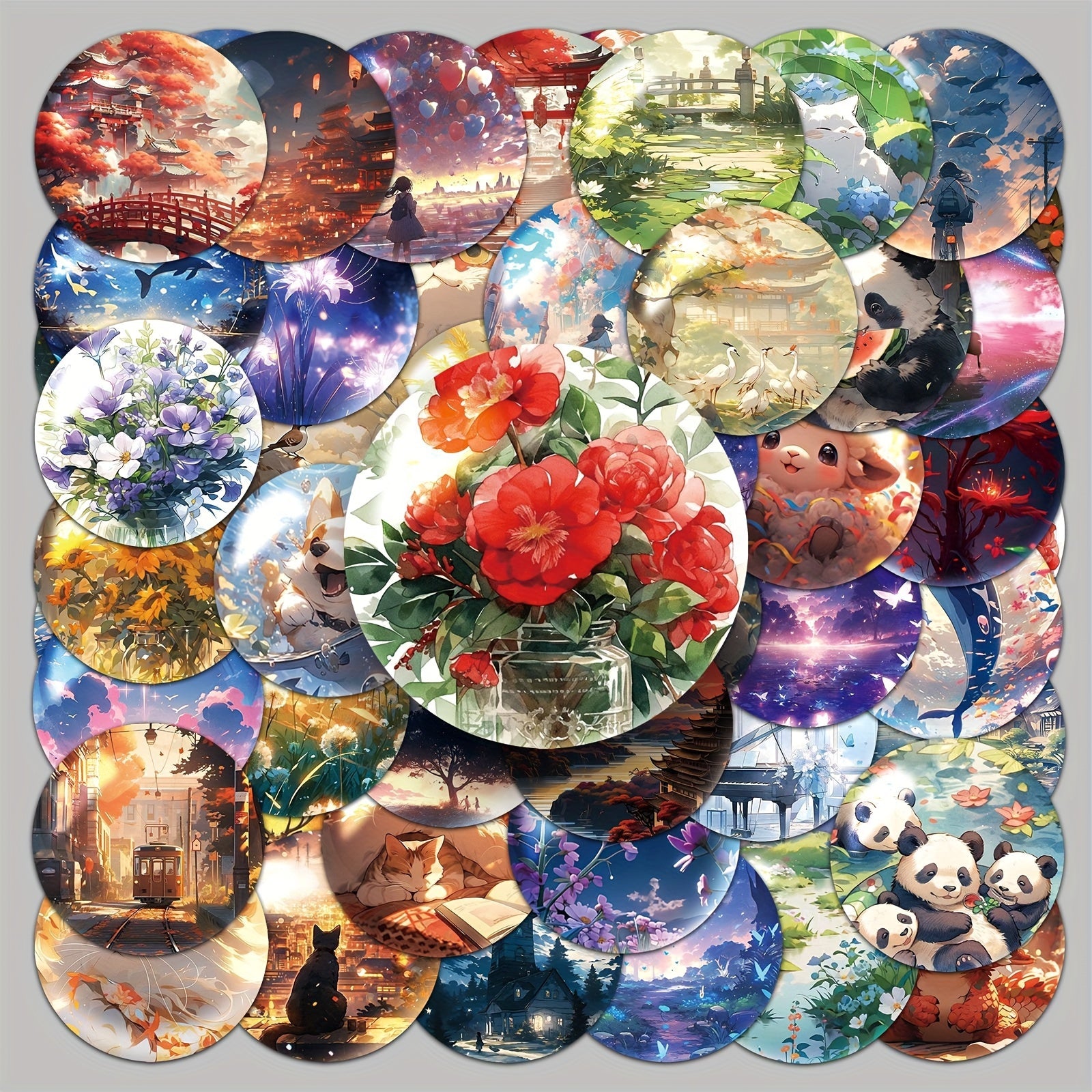 50pcs Small World in Cartoon Bottle Series Stickers Waterproof DIY Pack