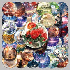 50pcs Small World in Cartoon Bottle Series Stickers Waterproof DIY Pack