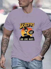 Skater Boy Graphic Crew Neck T-shirt for Men