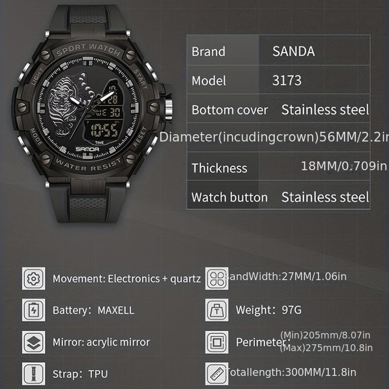SANDA Waterproof Men Watch Night Glow Diving Watch