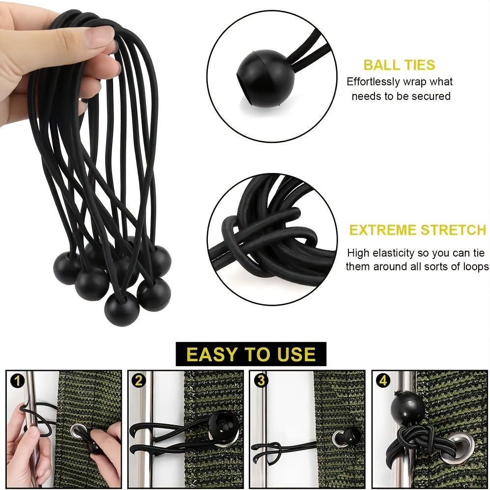 18pcs Heavy Duty Ball Bungee Cords for Canopy Tarp Tie Down, 15-24cm & 20-32cm