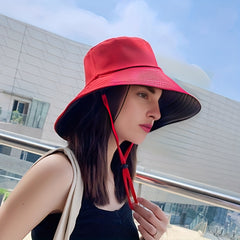 Wide Brim Sun Hat Solid UV Protection Bucket Hat Casual Travel Beach Hats