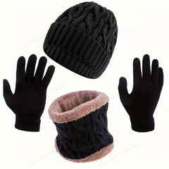 Winter Knitted Hat Scarf Gloves Set For Women Men