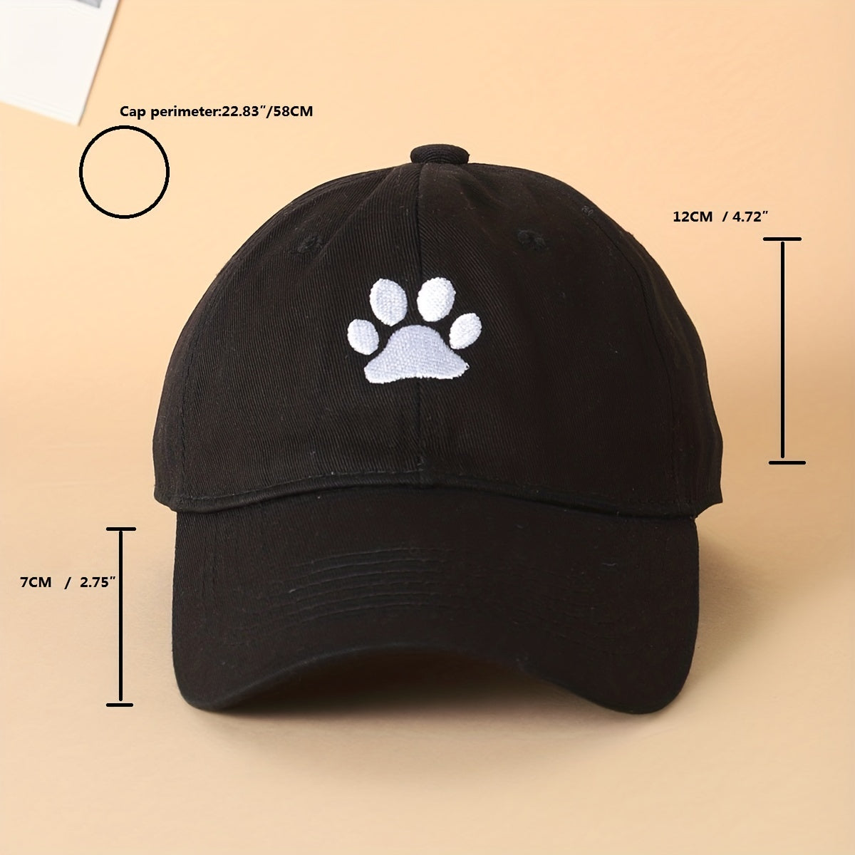 Paw Embroidery Baseball Cap Adjustable Dad Hat Lightweight Sun Hat