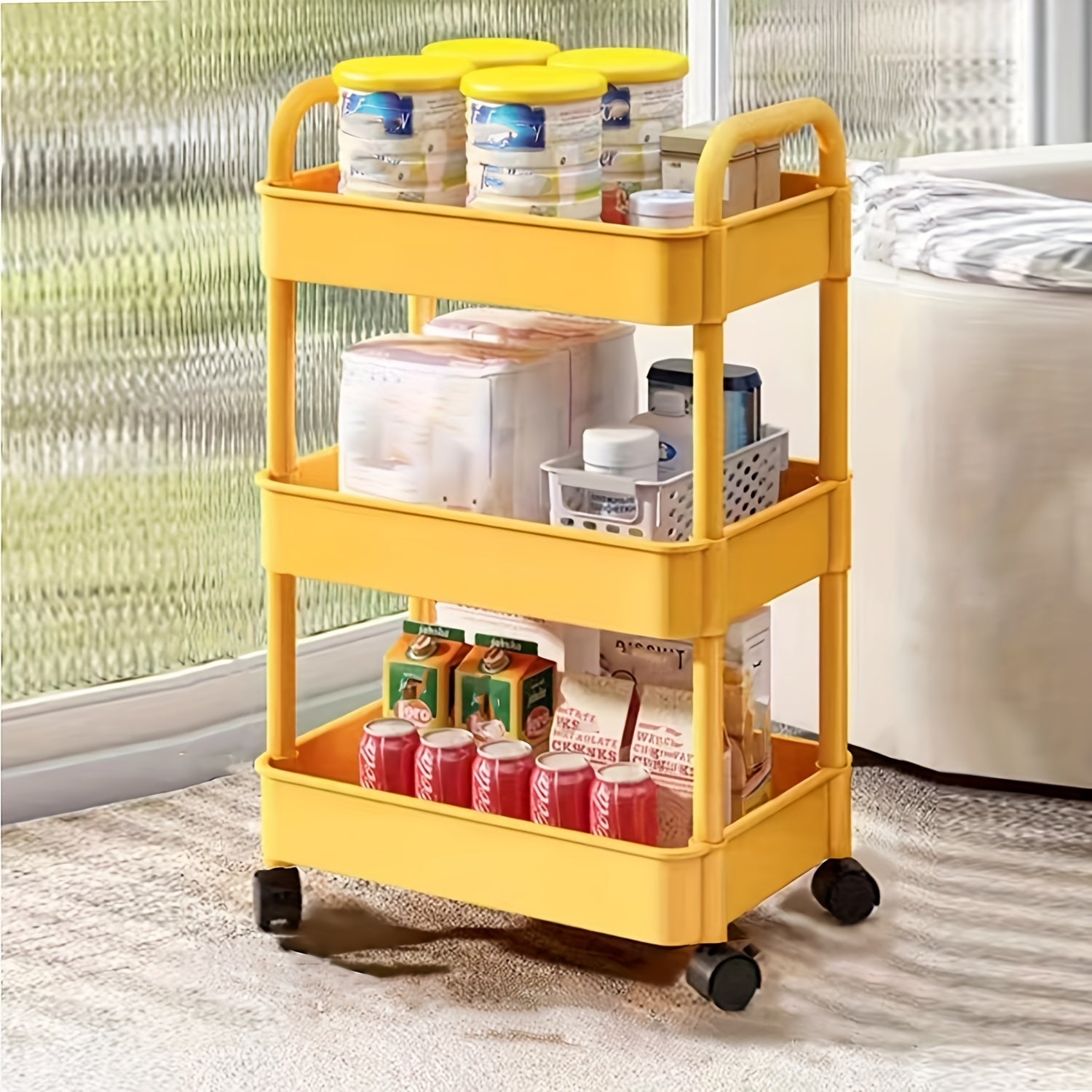 Kitchen Utility Cart with Wheels Plastic Storage Cart