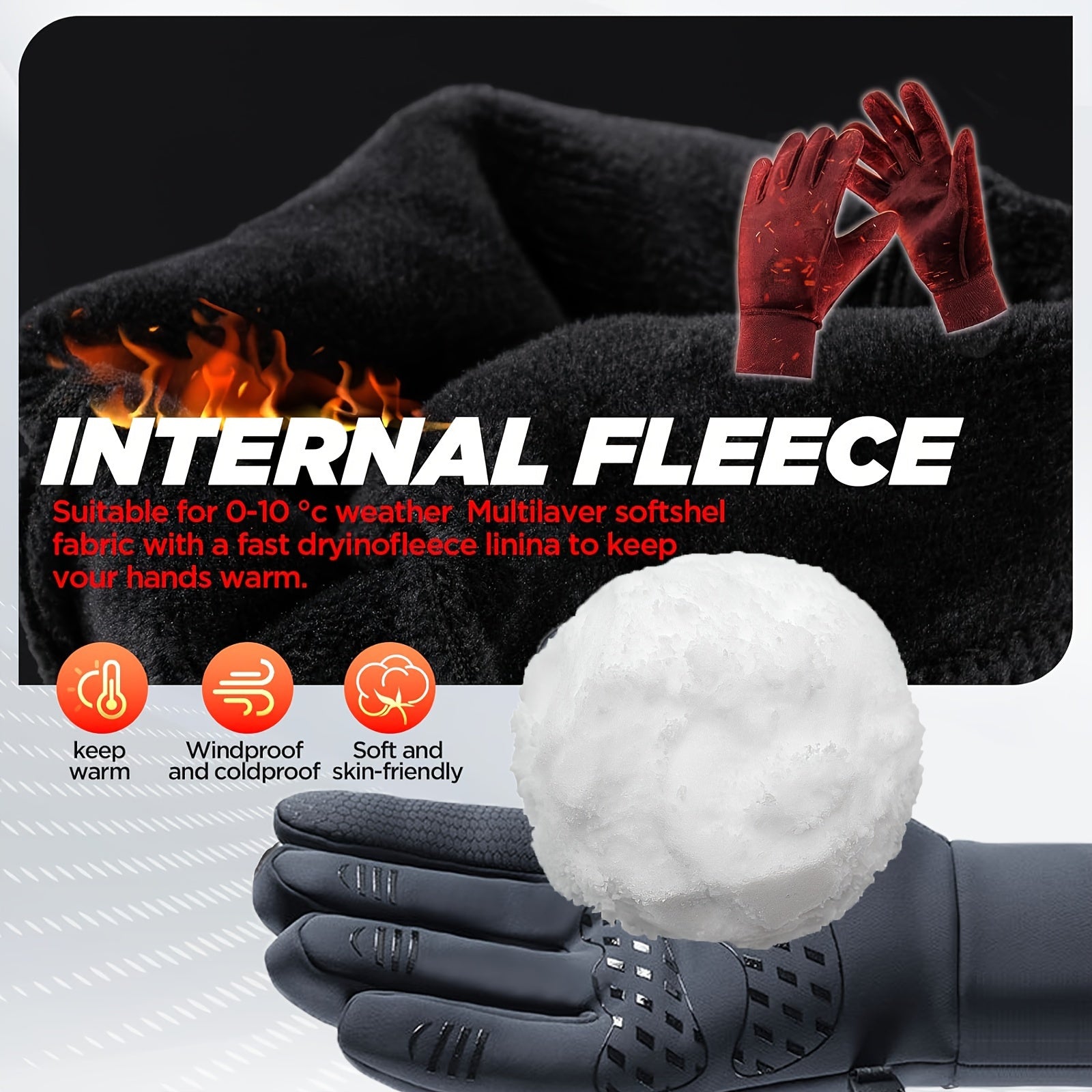 Plus Velvet Non-slip Waterproof Winter Warm Gloves