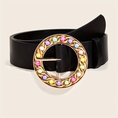 Boho Candy Straw Belt Hollow Out Buckle Elastic Waistband
