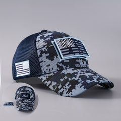 Mens Camouflage National Flag Letter Mesh Cap