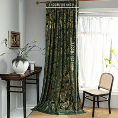 Velvet Green American Printed Blackout Curtains