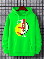 Men's Smile Face Print Hooded Sweatshirt Long Sleeve Drawstrings