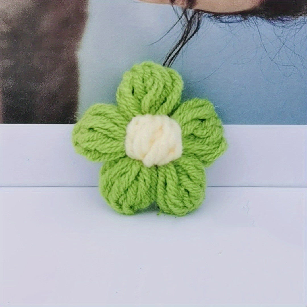 5pcs Crochet Flower Girls Decorative Yarn Hairpin Brooch Bracelet Hair Rope