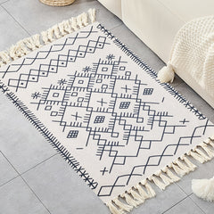 Boho Hand woven Linen Area Rugs With Tassels